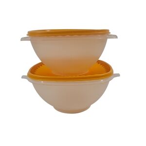 Vintage Tupperware Sungold Bowls With Lids Set Of 2